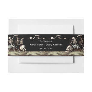 Skulls and Dancing Skeletons Gothic Wedding Invitation Belly Band