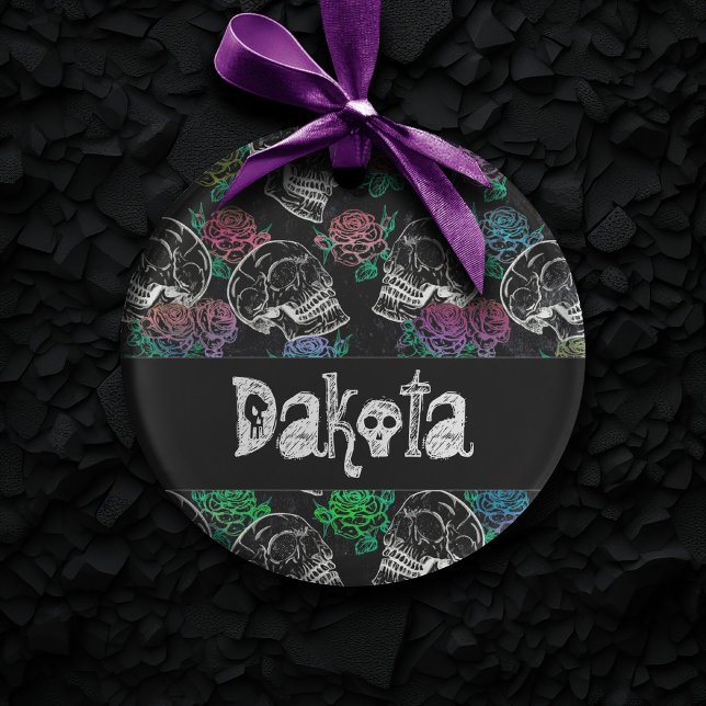 Skulls and Dark Roses | Funky Glam Ombre Custom Ornament (Creator Uploaded)