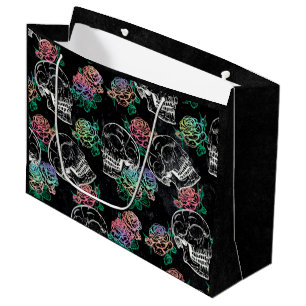 Skulls and Dark Roses   Funky Glam Ombre Grunge Large Gift Bag