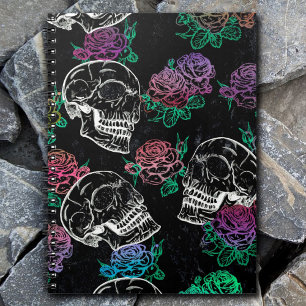 Skulls and Dark Roses Funky Glam Ombre Grunge Notebook