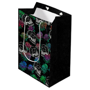 Skulls and Dark Roses   Gothic Glam Ombre Grunge Medium Gift Bag