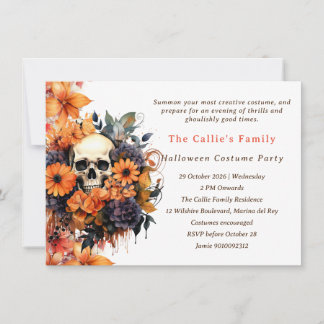 Skulls and Florals Halloween Invitation