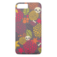 Skulls and flowers.