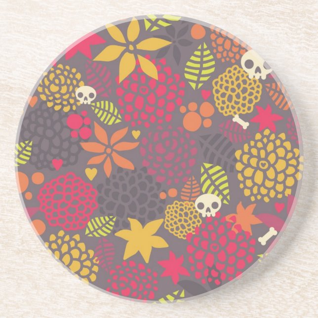 Skulls and flowers. coaster (Front)