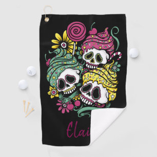 Skulls and Flowers Golf Head Cover Towel