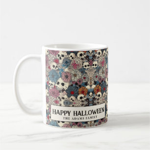Skulls and Flowers Halloween Coffee Mug