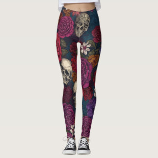 Skulls and Flowers Leggings