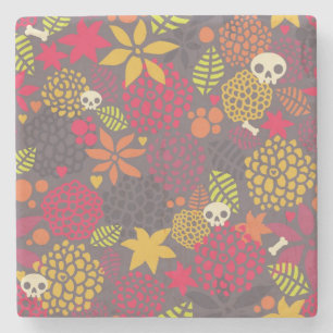 Skulls and flowers. stone coaster