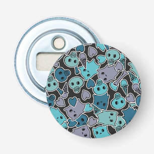 Skulls, and hearts on black background 2 bottle opener