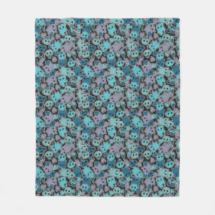 Skulls, and hearts on black background 2 fleece blanket