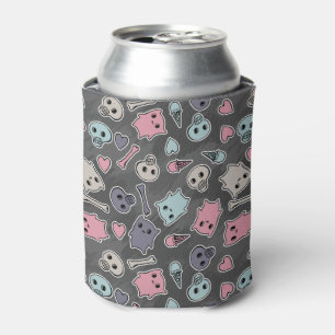 Skulls, and hearts on black background can cooler