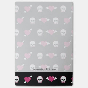 Skulls and hearts post-it notes