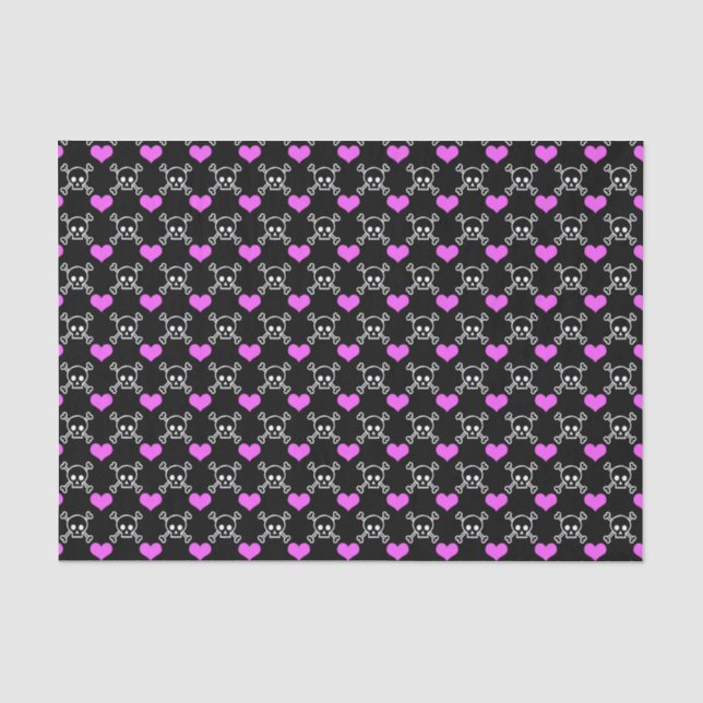 Skulls and Hearts Tissue Paper (Front)