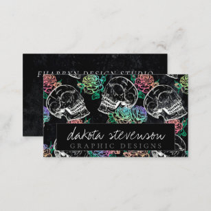 Skulls and Ombre Roses   Gothic Glam Branding Business Card