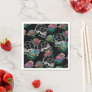 Skulls and Ombre Roses   Gothic Glam Pastel Grunge Napkin