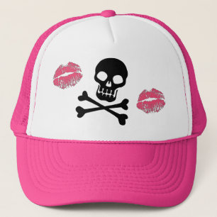 Skulls and Pink Kisses Trucker Hat