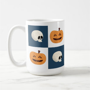 Skulls and Pumpkins Checks Coffee Mug