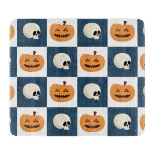 Skulls and Pumpkins Checks Cutting Board
