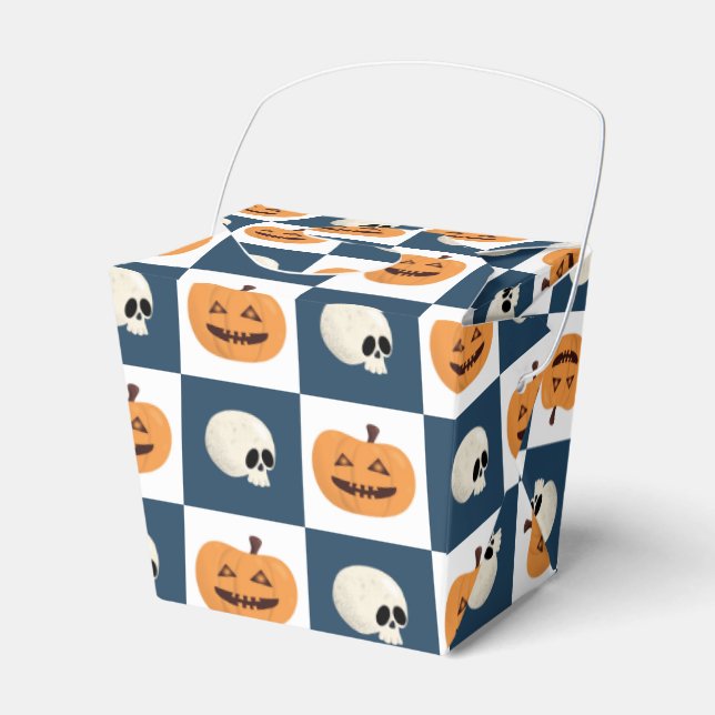 Skulls and Pumpkins Checks Favor Box (Front Side)