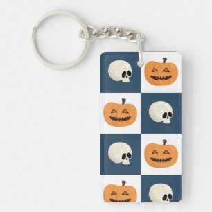 Skulls and Pumpkins Checks Keychain