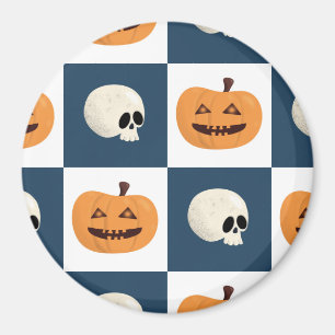 Skulls and Pumpkins Checks Magnet