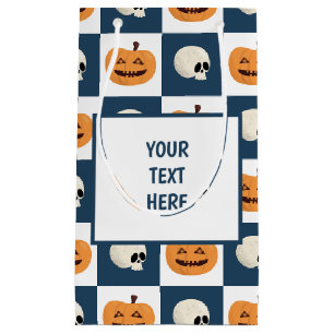 Skulls and Pumpkins Checks Small Gift Bag