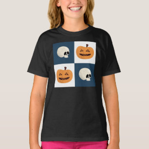 Skulls and Pumpkins Checks T-Shirt