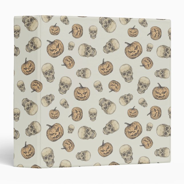 Skulls and Pumpkins Halloween Pattern Binder (Front/Spine)