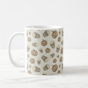 Skulls and Pumpkins Halloween Pattern Coffee Mug