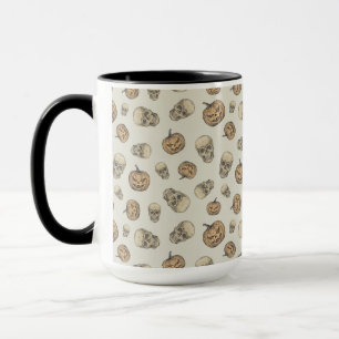 Skulls and Pumpkins Halloween Pattern Mug
