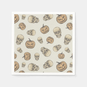 Skulls and Pumpkins Halloween Pattern Napkin