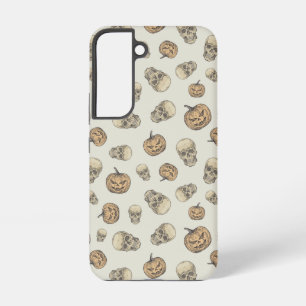 Skulls and Pumpkins Halloween Pattern Samsung Galaxy Case
