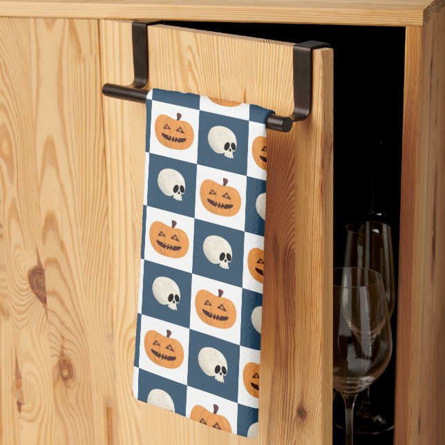 Skulls and Pumpkins Kitchen Towel (Thirds Fold)