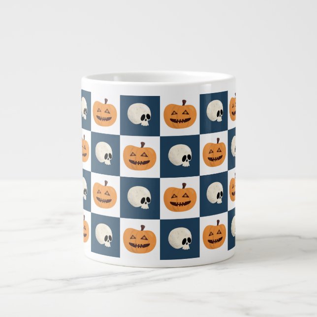 Skulls and Pumpkins Large Coffee Mug (Front)