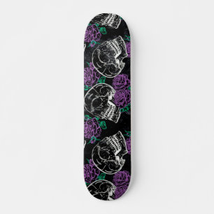 Skulls and Purple Roses Dark Gothic Grunge Glam Skateboard