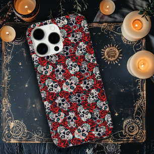 Skulls and Red Roses iPhone 16 Pro Max Case