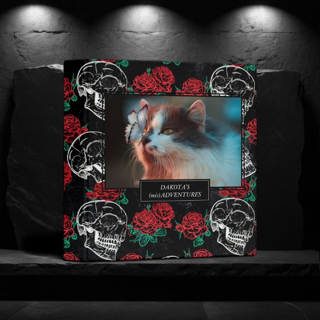 Skulls and Red Roses | Modern Goth Pet Photo Album Binder (Creator Uploaded)