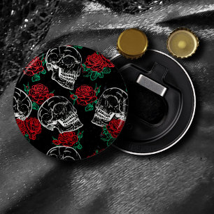 Skulls and Red Roses Modern Gothic Glam Grunge Bottle Opener