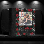 Skulls and Red Roses | Modern Gothic Photo Album Binder<br><div class="desc">#abstractart Funky 90s gothic grunge in a seamless pattern of chalk sugar skulls accented with muted red roses on a crushed velvet chalkboard texture background inspired by Halloween and Mexican Day of the Dead (dia de los muertos). The modern contemporary mixed medium design adds the perfect pop of colour and...</div>