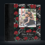 Skulls and Red Roses | Modern Gothic Photo Album Binder<br><div class="desc">#abstractart Funky 90s gothic grunge in a seamless pattern of chalk sugar skulls accented with muted red roses on a crushed velvet chalkboard texture background inspired by Halloween and Mexican Day of the Dead (dia de los muertos). The modern contemporary mixed medium design adds the perfect pop of colour and...</div>