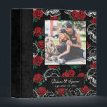 Skulls and Red Roses | Modern Gothic Photo Album Binder<br><div class="desc">#abstractart Funky 90s gothic grunge in a seamless pattern of chalk sugar skulls accented with muted red roses on a crushed velvet chalkboard texture background inspired by Halloween and Mexican Day of the Dead (dia de los muertos). The modern contemporary mixed medium design adds the perfect pop of colour and...</div>