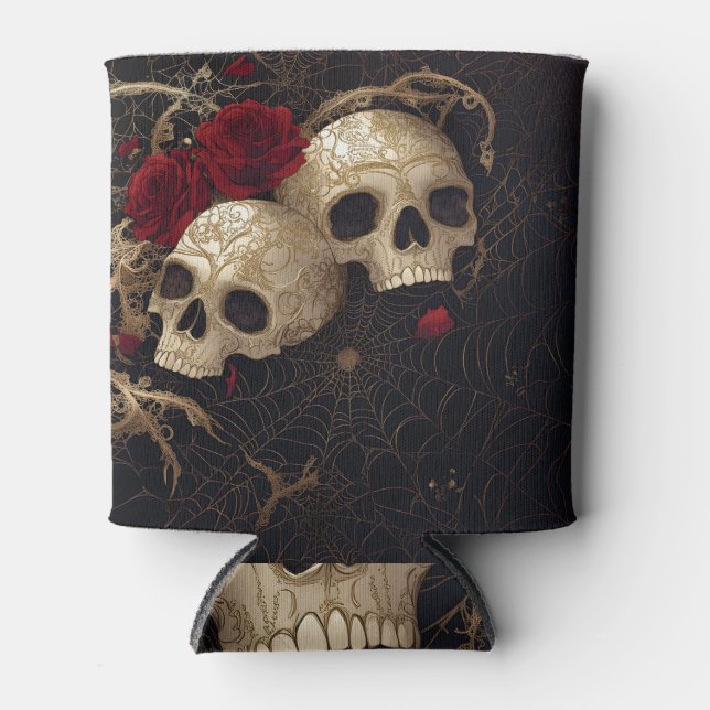 Skulls and red roses style design can cooler (Front)