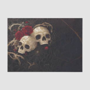 Skulls and red roses style design tissue paper