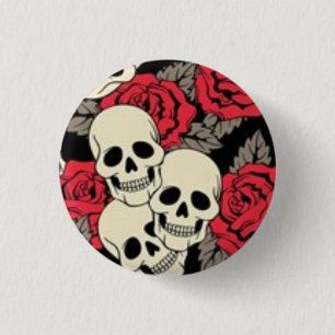 Skulls and Roses Button