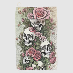 Skulls and Roses Golf Towel