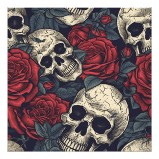 Skulls and roses photo print