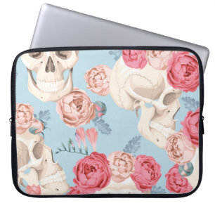 Skulls and Roses Vintage Pattern Laptop Sleeve