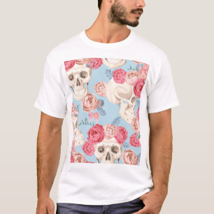 Skulls and Roses Vintage Pattern T-Shirt
