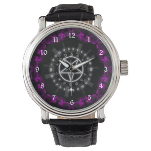 Skulls and Runes Pentagram Goth Art Watch