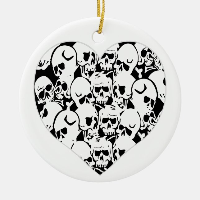Skulls and Skulls Black Ceramic Ornament (Front)